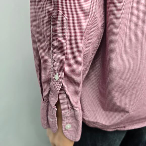 J. Crew Shirt Men XL Micro / Mini Red Gingham Check Long Sleeve Button down - Picture 8 of 13